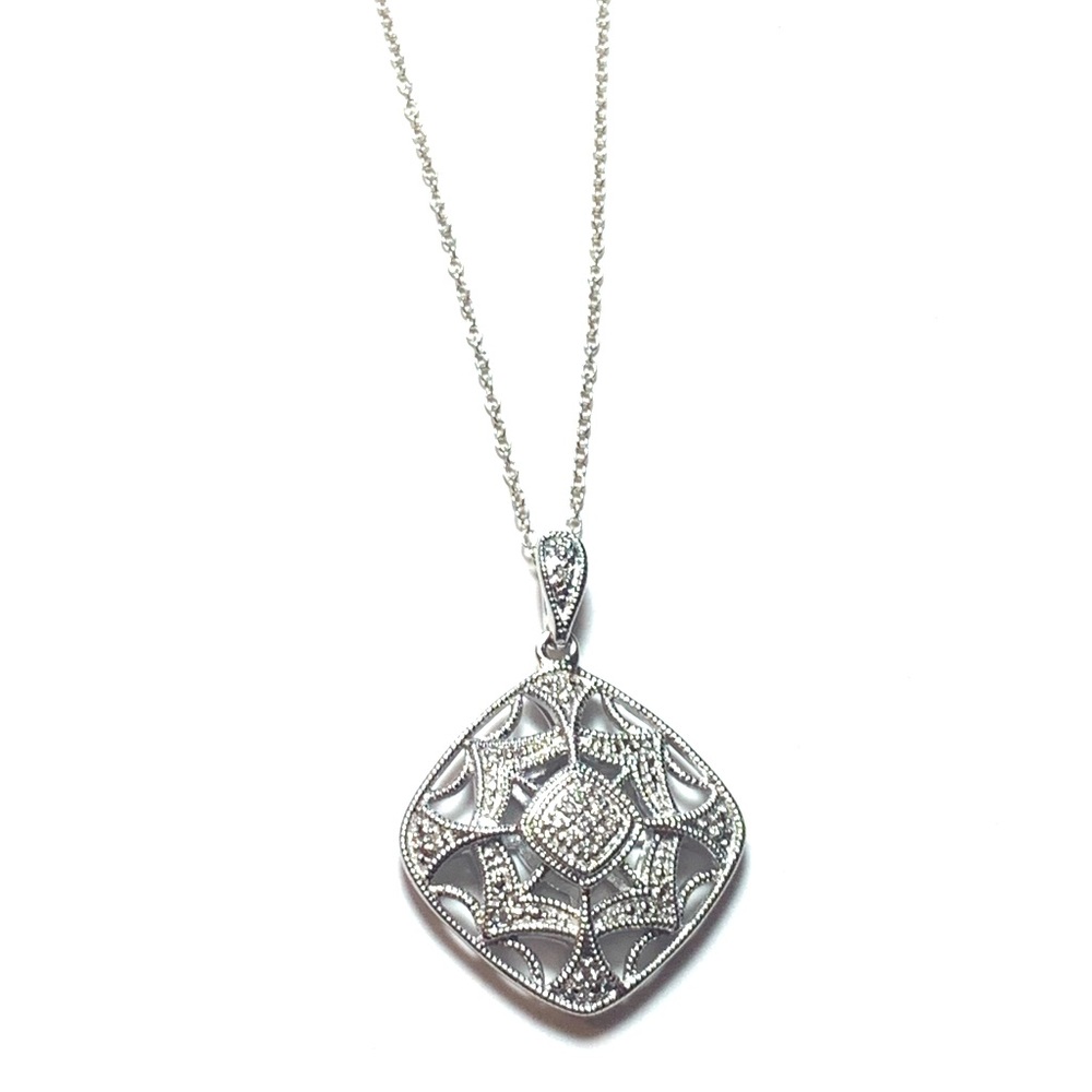 Vintage Style Sterling Silver and Diamond Necklace